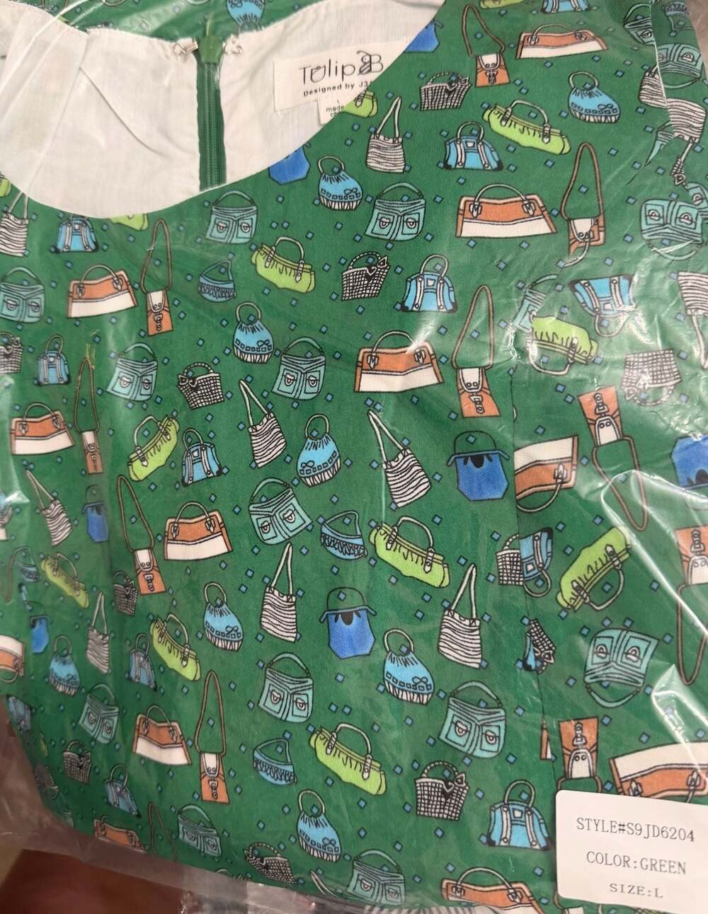 Tulip B | Handbag Print Sleeveless Vintage Swing Dress Sz Large - Picture 5 of 5